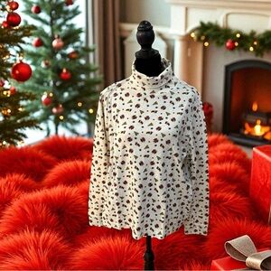 Christmas Turtleneck Womens XL Christmas Tree Holiday Jingle Bells Shirt 90’s